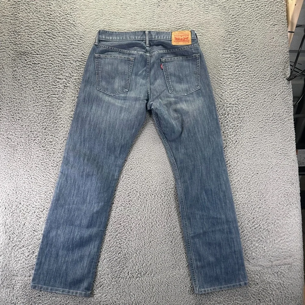 Levi's 514 Jeans Mens 34x32 Blue Cotton Denim Straight Leg Faded Travel Workwear